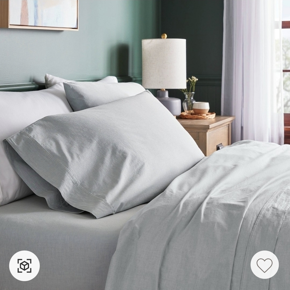 King Organic Percale Sheet Set Blue Chambray - Threshold
